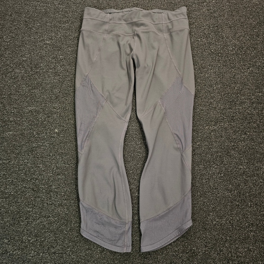 Athleta Capri Leggings Womens Medium Gray Mesh Panel Athletic Yoga Tights mesh
